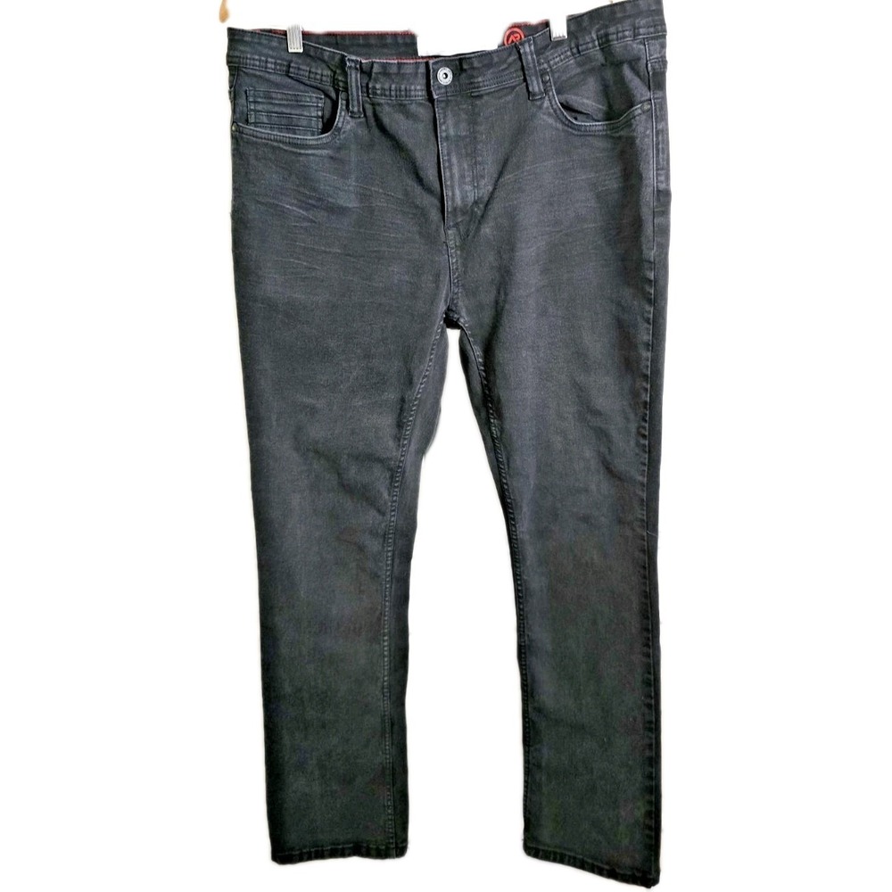 Men's Black Stretch Jeans Straight‎ Leg Size 38x32 Casual Denim Artful Rebel
